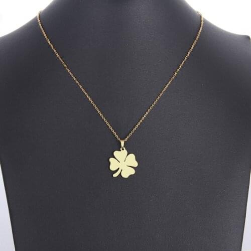 Stainless Steel Necklace For Women Man Lovers Clover Gold And Silver Color Pendant Necklace Engagement Jewelry