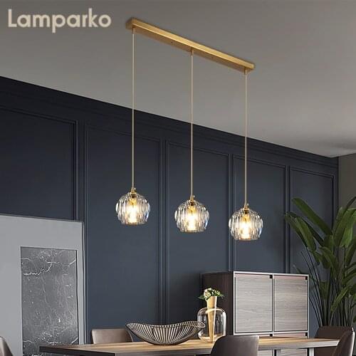 Nodic Clear Crystal Pendant Light LED G4 Contemporary Brass Loft Villa Cord Hanging Lamp Art Deco Living Room Bedroom Bedside