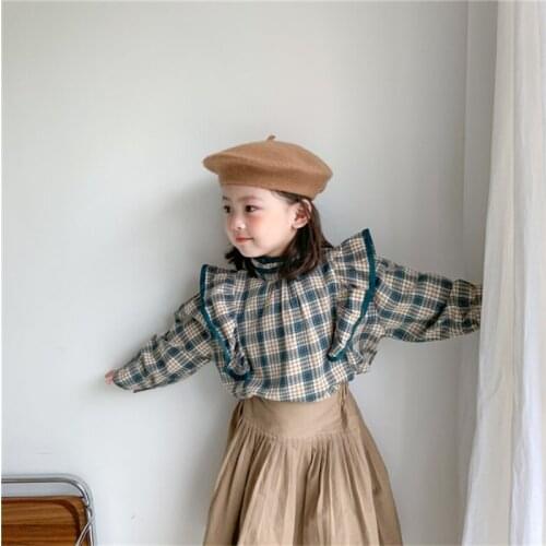Retro Pullover Children Stand-Up Collar Clothes Spring Summer Girls Blouses Shirts Kids Teenagers Outwear Breathable High Qualit