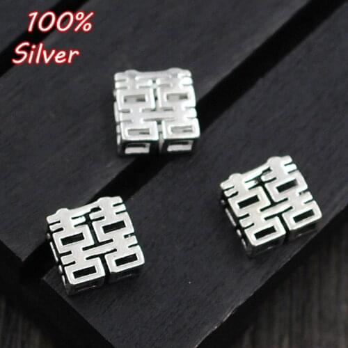 925 Sterling Silver Color Connectors Spacer Beads Lucky Beaded Component For Bracelets DIY Silver Jewelry Making Stuff Wholesale