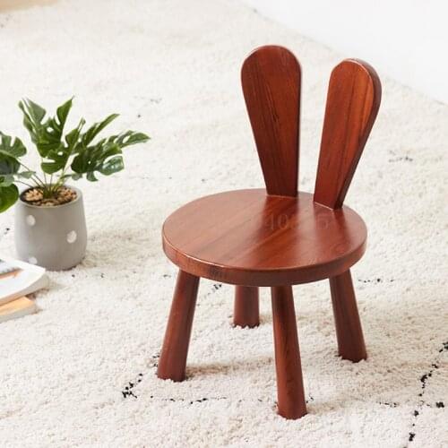 Solid wood green rabbit ears creative childrens stool change shoes stool American simple childrens dining chair