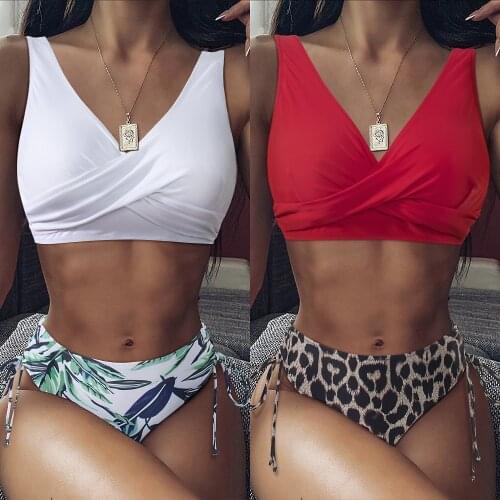 Tie Dye Bikini 2021 High Waist Bikini Push Up Leopard Elastic Band Swimsuit Sexy Biquini With Adjustable Strap Swimwear Women