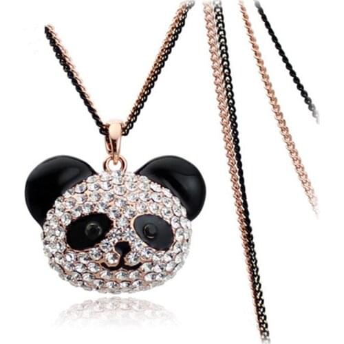 Miss Lady Rose Gold color Austrian Crystal Cute Lovely Bear coat chains long necklaces Fashion Jewelry for women MLY2980