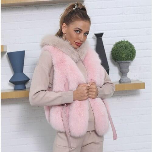 2021 New Arrival Women Real Fox Fur Vest Coat Fashion Casual Warm Wholesale Winter Fur Waistcoat Short Plus Size
