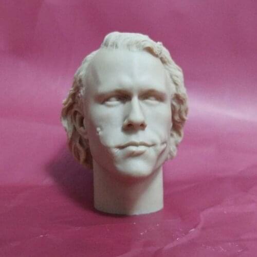 1/6 Scale Adam Gu Unpainted Joker Head Sculpt High Quality Male Soldier Head Carving DIY Action Figure Toy