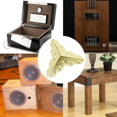 1PC Classical Printing Wrapped Corner Wooden Box Gift Box Protection Chinese Sheet Decoration Box Wine Corner Iron F3B8