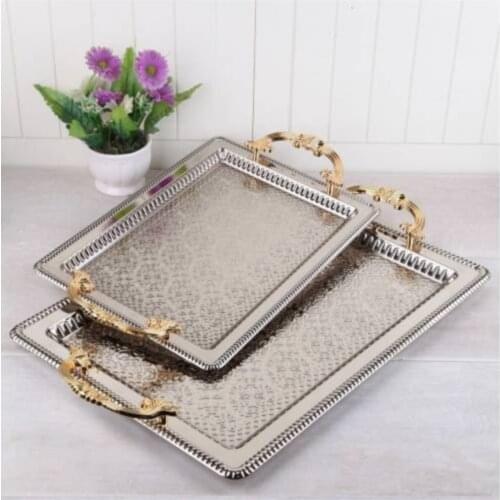 2 Li Rectangle Tarnish Tray Silver Color