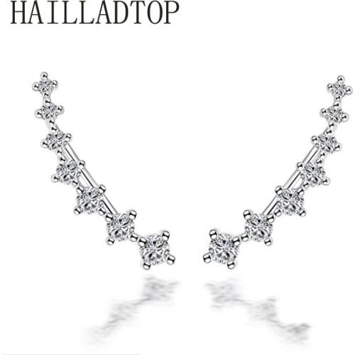 2021 Fashion Jewelry Women Girl Silver Stud Earrings Ear Clip Seven Stars Jewelry Luxury Cubic Zirconia Earrings Pendientes