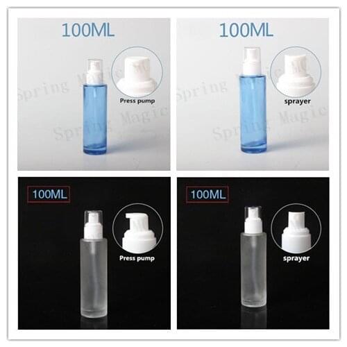 50PCS 100ML Frosted Glass Bottles with Lotion Pump Lotion/Essence/Emulsion Cosmetic Containe,Empty Sprayer Perfume Bottls