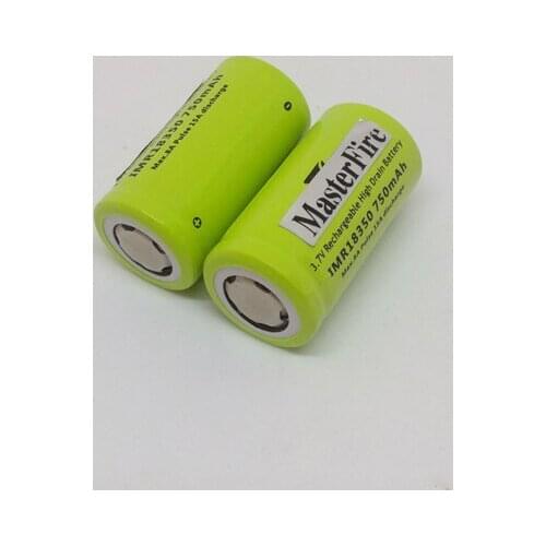 6pcs/lot MasterFire IMR18350 Li-ion 18350 high drain battery 3.7V 750mAh lithium batteries cell 8A continuous discharge