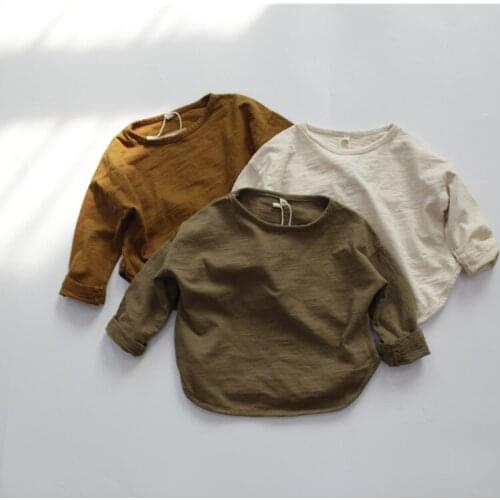 7049 Baby Kids T-shirt 2021 Spring Long Sleeve Girls Tshirt Kid Clothes Simple All Match Kids Tshirt 1-7T Boys Tshirts