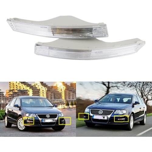 ANGRONG 2x Front Indicator Turn Signal Light Lamps Without Bulbs For VW Passat 3C B6 2005-10