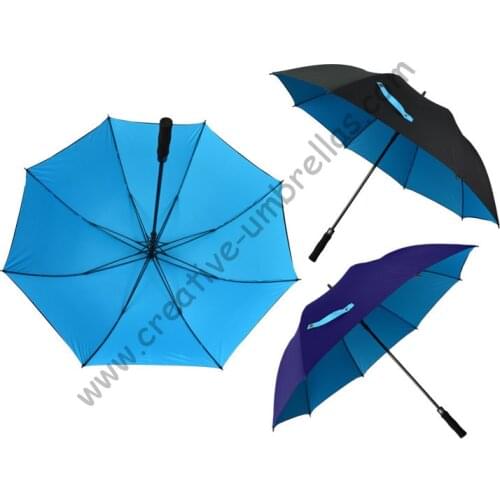 Free shipping 3lots get 1 free golf umbrella visible double layers fabric fiberglass frame,auto open Pongee,anti-thunder