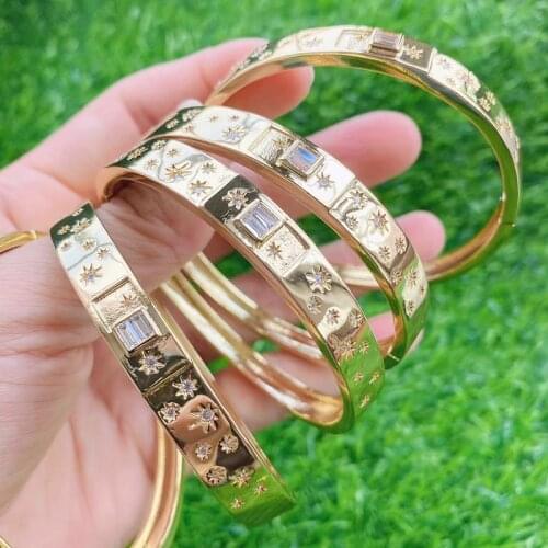 5Pcs New design Smooth Geometric bangles Crystal style stone bangle fashion jewelry for women Women bangle 51656