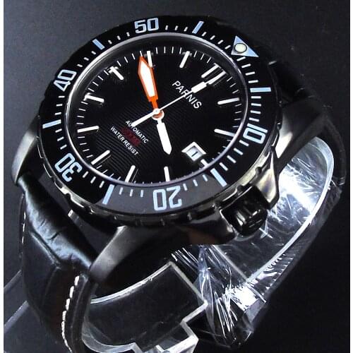43mm ParnisCeramic Bezel Black Dial PVD CASE MIYOTA Automatic movement Mens WristWatch