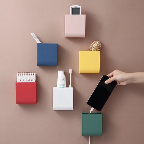 JSWORK Remote Control Holder Rack Stand Organizer Plastic Storage Box Housekeeper on Wall Decoration Hanging for Home TV