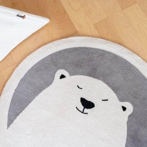 28EC Baby Play Mat Crawling Carpet Kids Room Floor Rug Round Cartoon Bear Printed Game Pad Playmat Children Bedroom Nursery