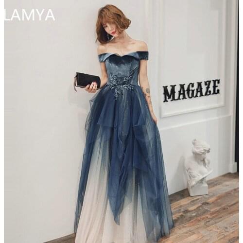 LAMYA Elegant Velour Boat Neck Evening Dresses Sequined Beads Formal Dress Fashionable Evening Gowns Women 2020 Robe De Soiree