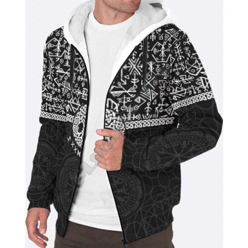 Viking Tattoo 3D printed Fleece zipper Hoodies Men Women Winter Warm double plus velvet jacket cosplay costumes Casual Coat 03