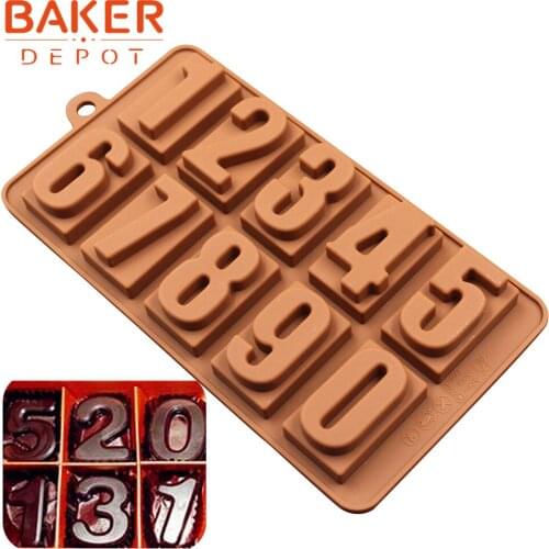 Cake baking bakeware tool silicone chocolate mold number 0 9 candy gummy fondant mold ice cake decorations mould diy christmas