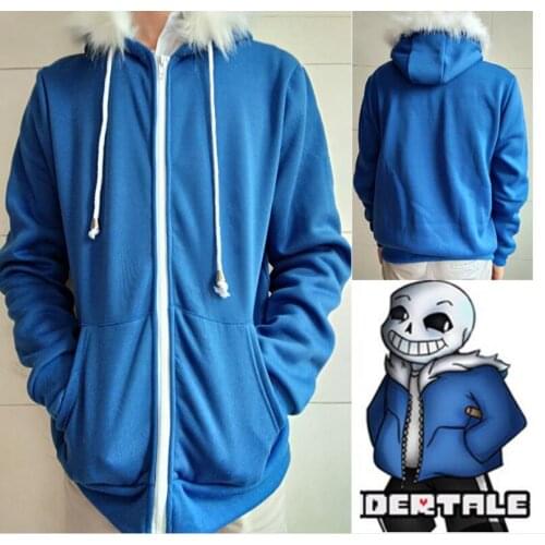 Game Sans Undertale Cosplay Papyrus Blue Hoodie Costume Sweatshirts Women Man Zipper Hoodies Sweatshirt Winter Jacket Coat