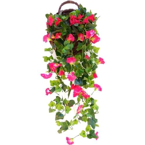 90cm 26 heads Artificial Flower Morning Glory Fake Silk Hanging Plant Vine Simulation Wall Garland Wedding Home Party DIY Decor