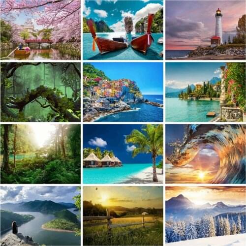 AZQSD Painting By Numbers Sea Landscape Unframed Coloring By Numbers Home Decor Oil Painting Scenery Pictures By Number