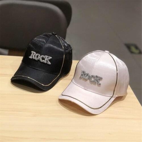 Korean edition Silk Cotton Bright Diamond lettering baseball cap spring summer cap mens fashion sunblock hat WS-2606