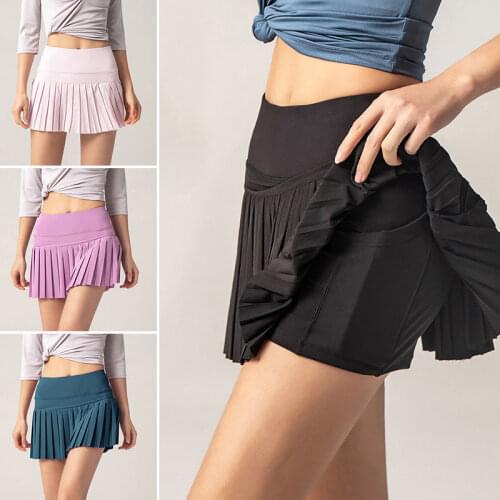 Summer Short Pants Women Sports Tennis Skirt Nude Skin-Friendly Fabric Tennis Skirt Pants Pleated Hem Running Golf Skort