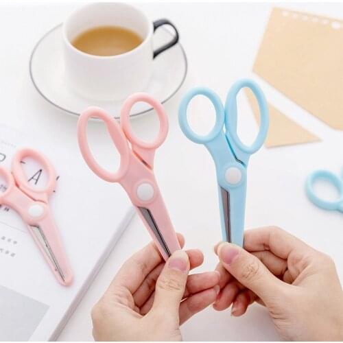 Cute Pink Blue Craft Scrapbooking Scissors Kawaii School Portable Paper Scissors For Home Decoration Kids Gift Korean Stationery