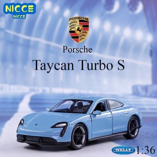 WELLY 1:36 Porsche Taycan Turbo S Simulation Pull Back Car Model Car Metal Alloy Toy Car For Kid Gifts Collection