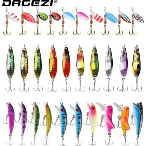 DAGEZI Mixed Fishing Lure Kit Popper Spoon Bait Fish Lure Set Isca Artificial Bait For Bass Fishing Tackle Pesca