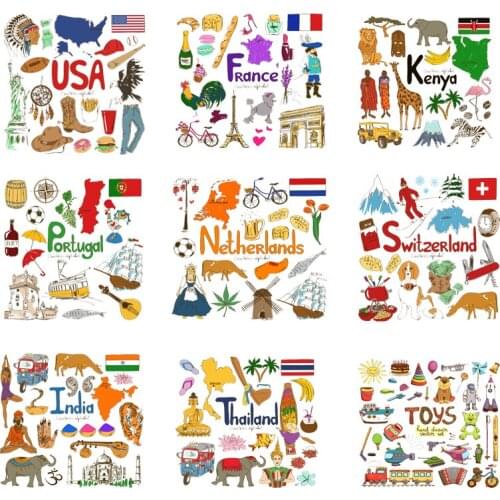 Iron-on Transfers for Clothing Ironing Patches Letter Stickers Diy Country Flag Patch Fusible Transfer Vinyl Adhesive Stripe I