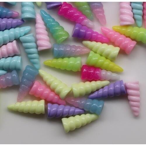 New Fashion 25mm Variety Mixed Colors Unicorn-Horn Cabochon Resin Charm Pendant For Kawaii Jewelry Making