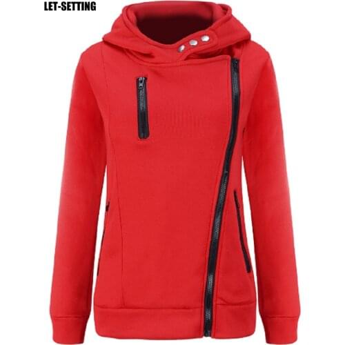 Spring autumn winter new fashion Europe America diagonal zipper hit color plus velvet thick sweater slim jacket female S-2XL