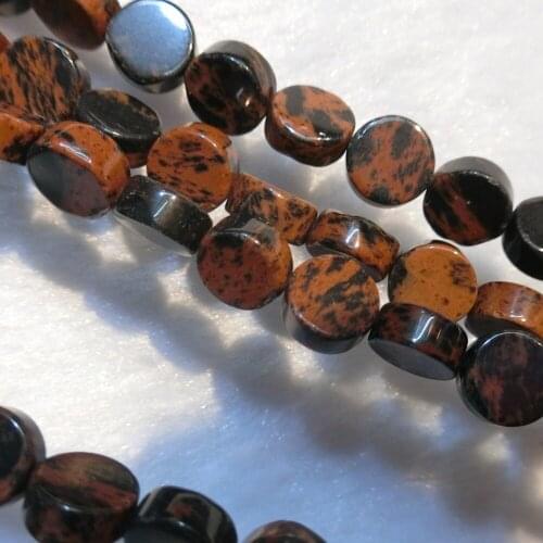 Wholesale 240pcs Flat Round Mahagony Obsidian Natural Stone Loose Beads For Jewelry Making DIY Bracelet Necklace Free Shipping