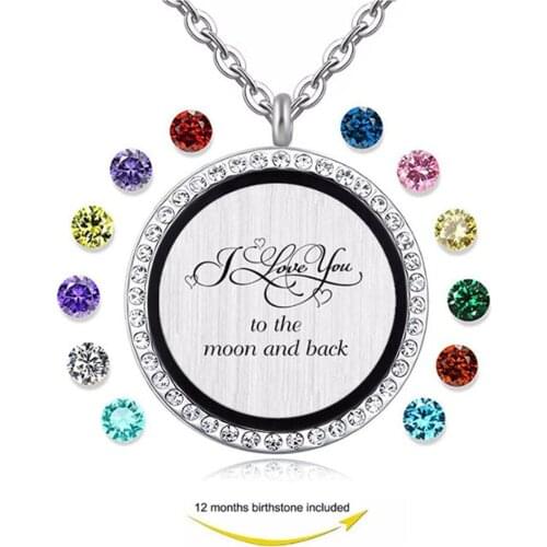 Classic I love you to the moon and back 30mm magnetic floating locket Pendant necklace jewelry Includes 20 chain