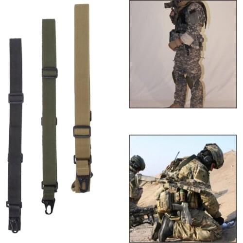 Durable Tactical 3 Point Rifle Sling Adjustable Bungee Sling Swivels Airsoft Hunting Gun Strap