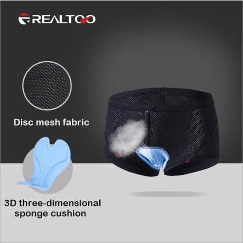 REALTOO Men Black Bicycle Cycling Under Solid Cosplay Comfortable Underwear Sponge Gel 3D Padded Bike Short Cycling Shorts