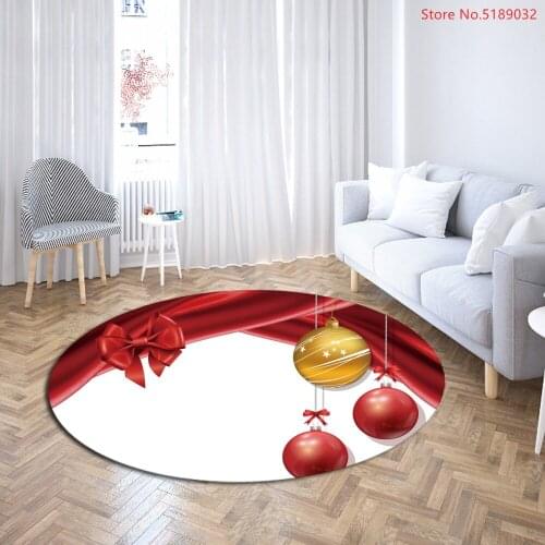 Christmas Kitchen Mat Bedroom Round Doormat Living Room Carpet 3D Home Floor Decor Bathroom Non-Slip Rug Snowman Cartoon Rug