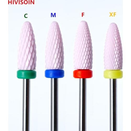 Pink Ceramic Nail Drill Bit - Flame Bit (C-XF)