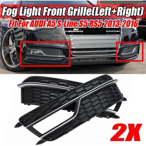 Chrome Silver S-Lines S5 Bumper Car Front Fog Light Grille Grill Lamp Cover For Audi A5 S-Lines S5 2013-16 8T0807681 8T0807682K