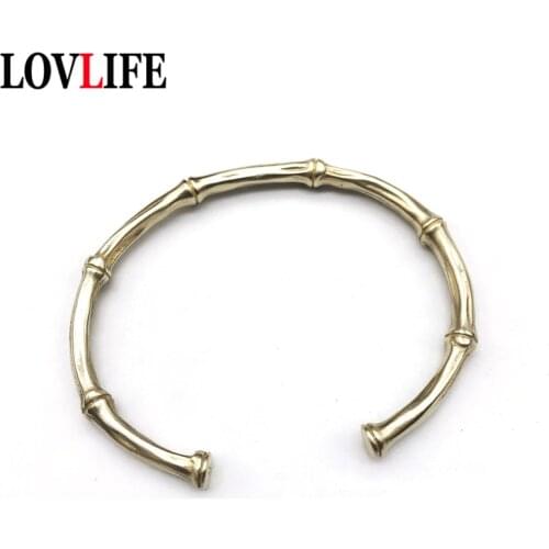 Vintage Fashion Brass Bangles For Men Women Bamboo Cuff Bangles Couple Jewelry Christmas Gift European Girl C-shaped Bracelets