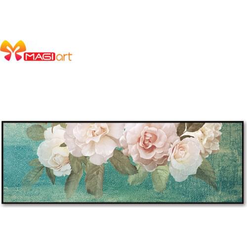 Cross stitch kits Embroidery needlework sets 11CT water soluble canvas patterns 14CT Floral style wide vintage rose-NCMF270