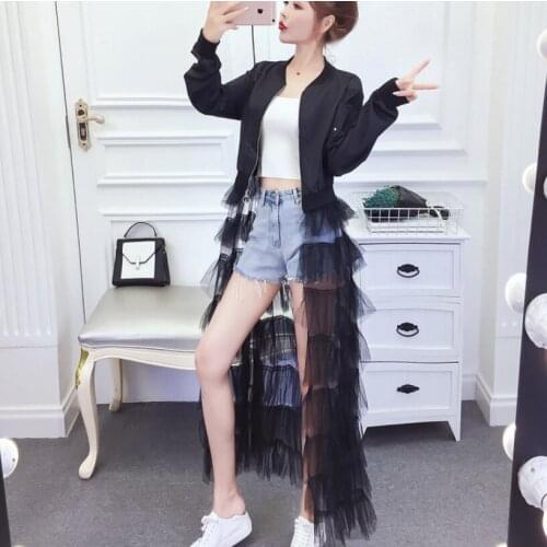 YINGAICONG Women's Black Bomber Jackets