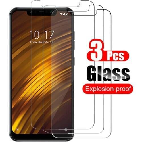 3Pcs For Xiaomi Pocophone F1 Tempered Glass Screen Protector Protective Film 9H On The For Xiaomi Poco phone F1 Case Glas Guard