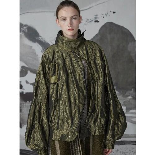 IRINACH15 Fall Winter 2019 New Collection shiny metallic yarn oversize long sleeve jacket women