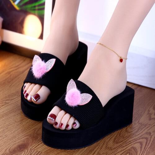 2021 Sexy Summer New Women Slippers 6cm High Heels Fashion Non-slip Wedges Ladies Modern Slides Outside Pumps Female Beach Shoes