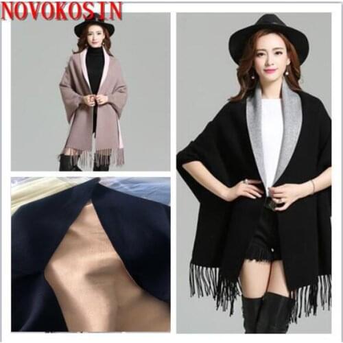 Big Order Accept Custom Made Black Khaki Autumn Street Wear Cloak Loose Cape Winter Knitted Poncho Women Long Sleeve Cardigan