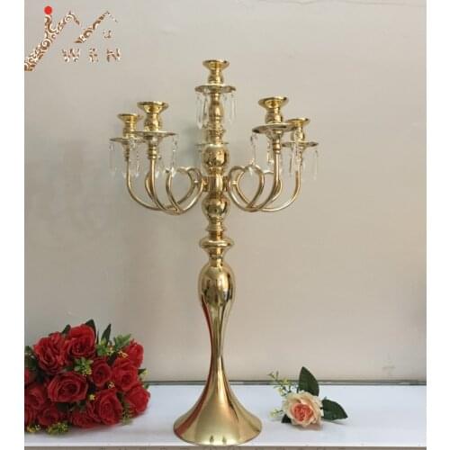 Golden 5 Heads/ 3 Arms Candelabra Candle Holders Table Wedding Centerpieces Party and Event Candlesticks Home Decoration